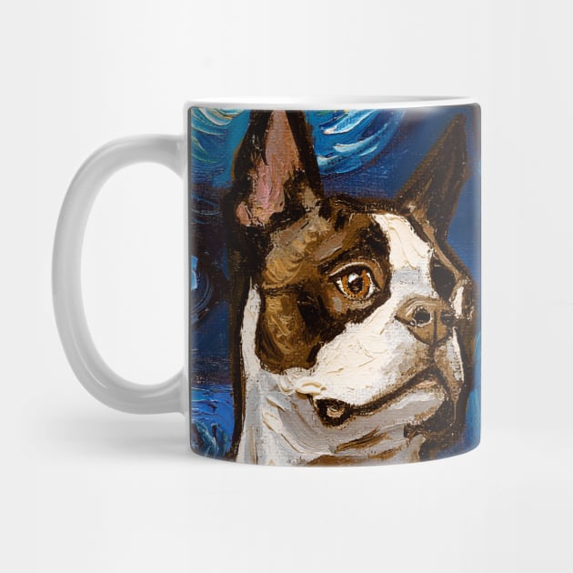 Brown Boston Terrier Night by sagittariusgallery